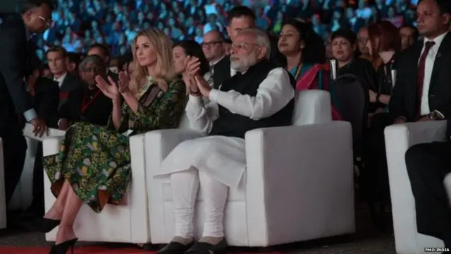 ਕੌਮਾਂਤਰੀ ਕਾਨਫ਼ਰੰਸ -2017 ਵਿੱਚ ਨਰਿੰਦਰ ਮੋਦੀ ਅਤੇ ਇਵਾਂਕਾ ਟਰੰਪ