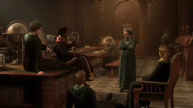 صحنه‌ای از بازی، دانش‌آموزان گرداگرد یک آموزگار