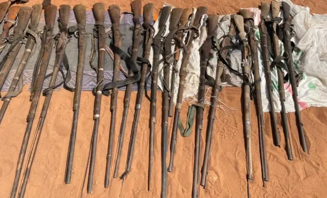 Dane guns wey police recover during dia operation for Ekpoma Bush