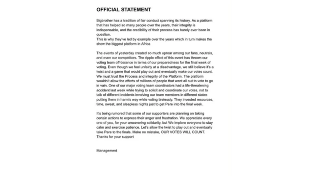 Official statement wey pere handler release