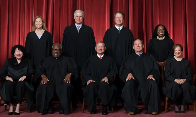 Os nove juízes da Suprema Corte