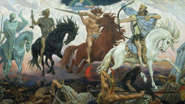 Os quatro cavaleiros do apocalipse, em pintura de Viktor Vasnetsov, de 1887