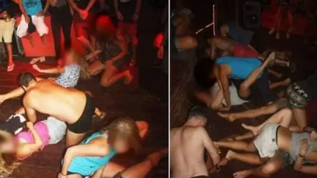 أظهرت الصور أشخاصا يرتدون ملابس عادية أو يرتدون ملابس خفيفة للسباحة وهم مستلقون على الأرضية يمارسون أوضاعا جنسية، كما يبدو.