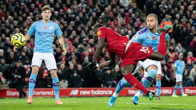 Sadio Mane scores against Manchester City