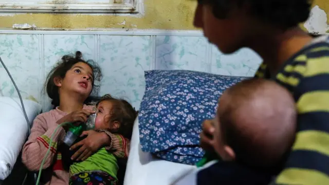 22 जनवरी 2018 को डूमा में कथित गैस हमले के बाद एक चिकित्सा शिविर की तस्वीर