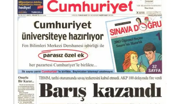 cumhuriyet 1 mart kapağı
