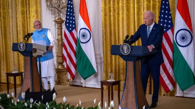 যৌথ সাংবাদিক সম্মেলনে নরেন্দ্র মোদী ও জো বাইডেন