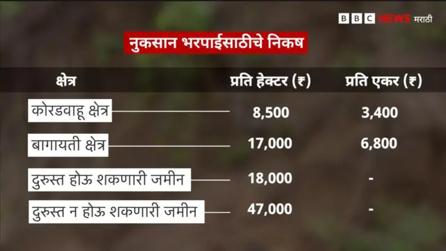 नुकसान भरपाईचे निकष