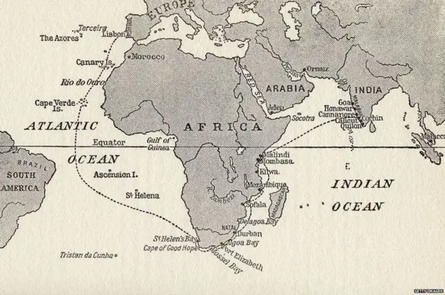 வாஸ்கோடகாமா இந்தியாவை அடைய இந்த வழியில் சென்றார்