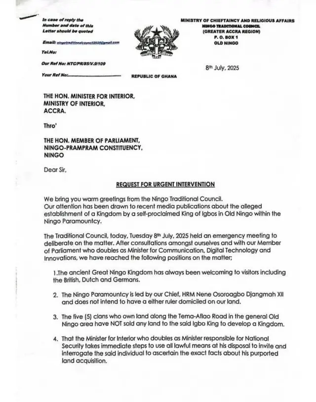 Akwụkwọ onyeisisoche Ningo wepụtara ka ha nd ndi otu ya nwechara nzuko