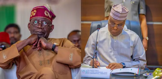 Aworan Aarẹ Bola Tinubu ati Igbakeji aarẹ tẹlẹri, Atiku Abubakar