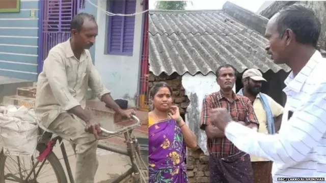 केदाश्वर राव - कपड़ा बेचते हुए (बाएं), स्कूल टीचर (दाएं)