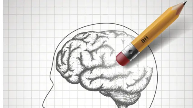 Cerebro borrado con lápiz