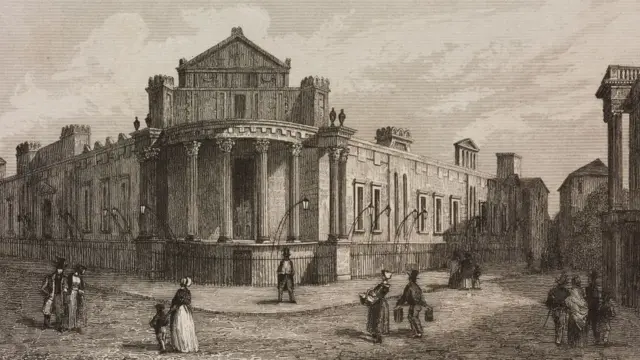 Grabado del Banco de Inglaterra, del siglo XIX.