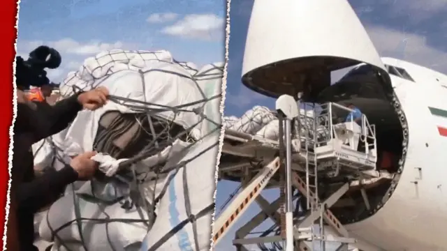 Istovar pošiljke iz Irana na aerodromu u Latakiji