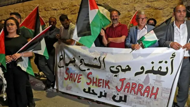 জেরুজালেমের শেখ জারাহ এলাকা থেকে ফিলিস্তিনিদের উচ্ছেদের প্রতিবাদে বেথলেহেমে বিক্ষোভ