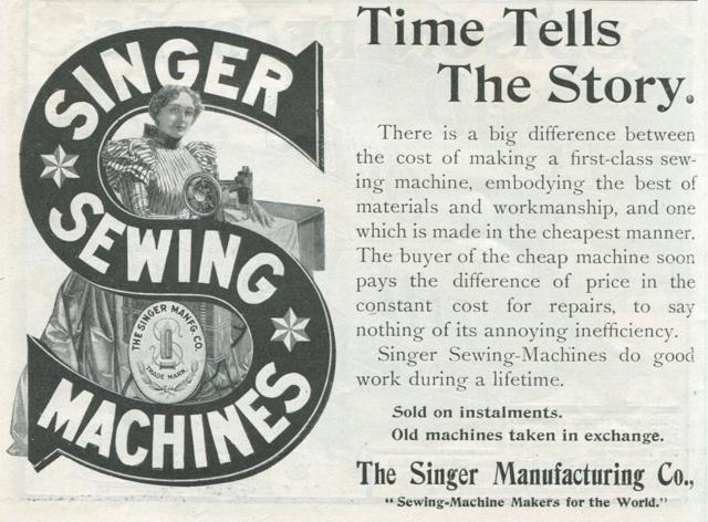 Реклама швейних машин Singer, 1900 рік