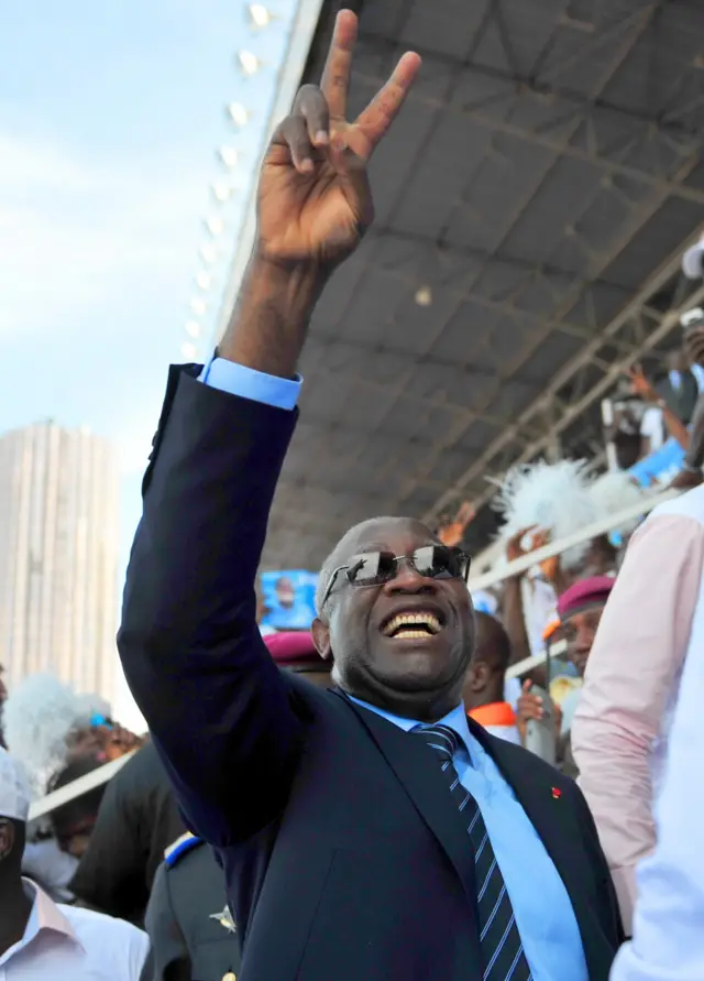 Bwana Ggabgo mu gikorwa co kwiyamamaza ku kibuva ca Felix Houphouet-Boigny, itariki 19/10/2010