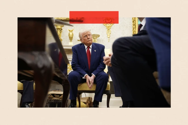 Le président américain Donald Trump lors de sa rencontre avec le Premier ministre israélien Benjamin Netanyahu dans le bureau ovale de la Maison Blanche.