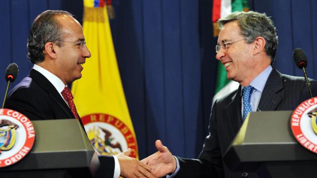 Felipe Calderón y Álvaro Uribe