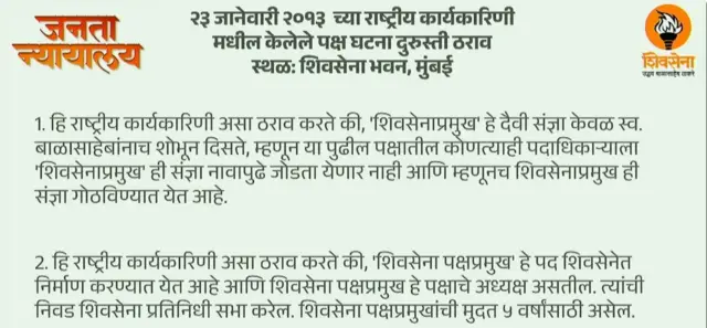 शिवसेना घटनादुरुस्ती ठराव 