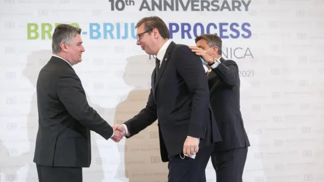 Зоран Милановић и Александар Вучић на самиту Брдо-Бриони 2021. у Словенији