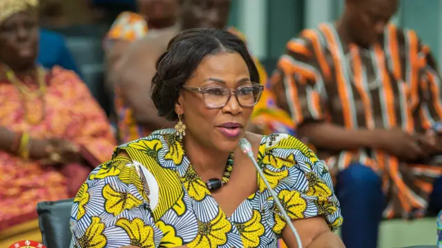 Ghana's deputy health minister sitting during her vetting before parliament's appointments committee to answers questions