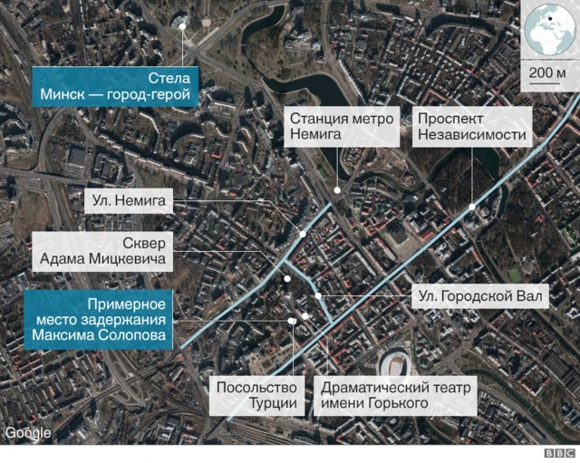 Задержание Солопова - карта