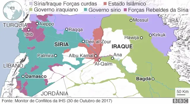 Mapa das áreas controladas elo EI