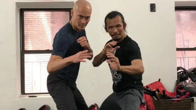 Cecep bersama Mark Dacascos, aktor Amerika yang banyak menjuarai perlombaan karate, dan menjadi musuh Keanu Reeves dalam John Wick 3.