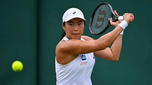 Janice Tjen saat bertanding di turnamen Wimbledon