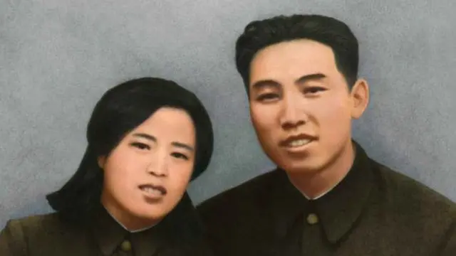 김일성 주석과 부인 김정숙의 모습