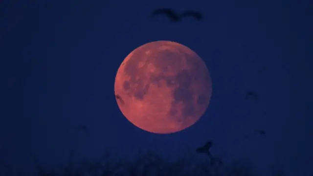 Mwezi huo wa barafu unajiri wakati wa kupatwa kwa mwezi unapopitia katika kivulivuli cha dunia kama inavyoonekana hapa mjini Lahore nchini Pakistan.