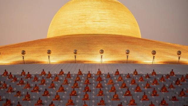 رهبان بوذيون يصلون