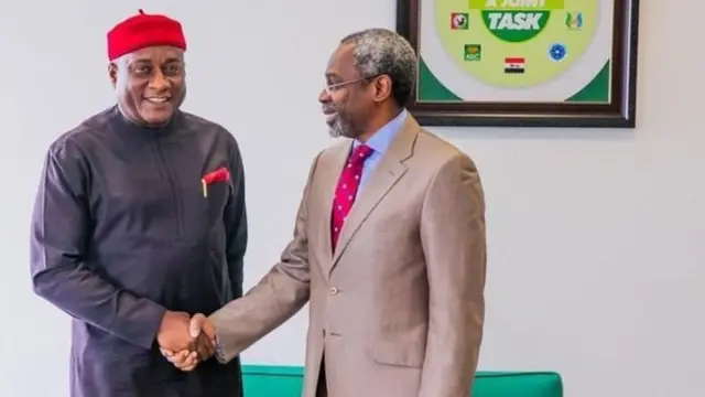 Chairman of Airpeace Allen Onyema and Speaker of di House of Representatives Femi Gbajabiamila