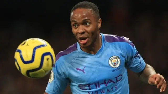 Raheem Sterling playing for Manchester City
