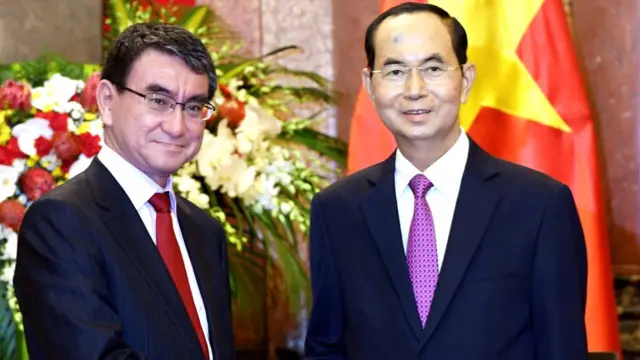 Chủ tịch Trần Đại Quang tiếp Ngoại trưởng Nhật Taro Kono ngày 12/9/2018