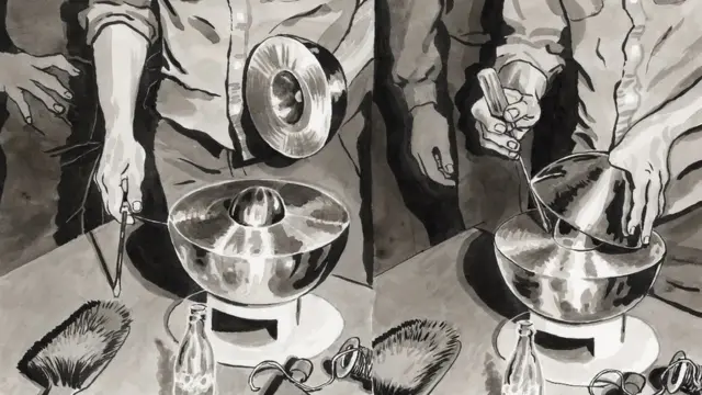 Koristeći šrafciger kao potporu, Slotin je spustio gornju hemisferu preko jezgra, reflektujući neutrone nazad u njega, postepeno pojačavajući stepen unutrašnje reaktivnosti