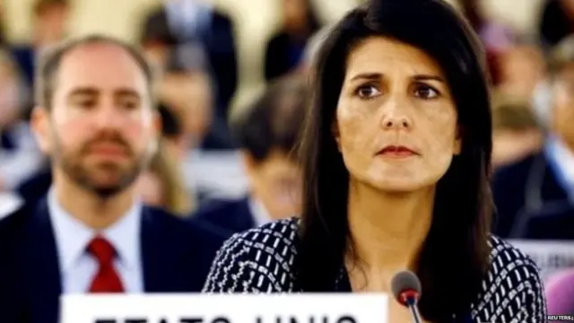 ਸੰਯੁਕਤ ਰਾਸ਼ਟਰ ਲਈ ਅਮਰੀਕੀ ਦੂਤ ਨਿਕੀ ਹੇਲੀ