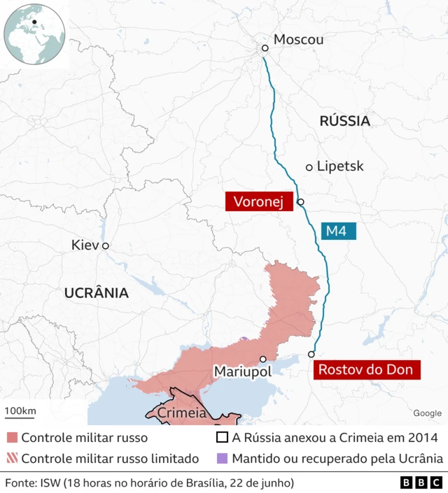 Gráfico que mostra trecho percorrido por grupobonus disponível betanomercenários na Rússia