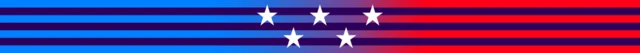 Divider with white stars on blue and red striped background
