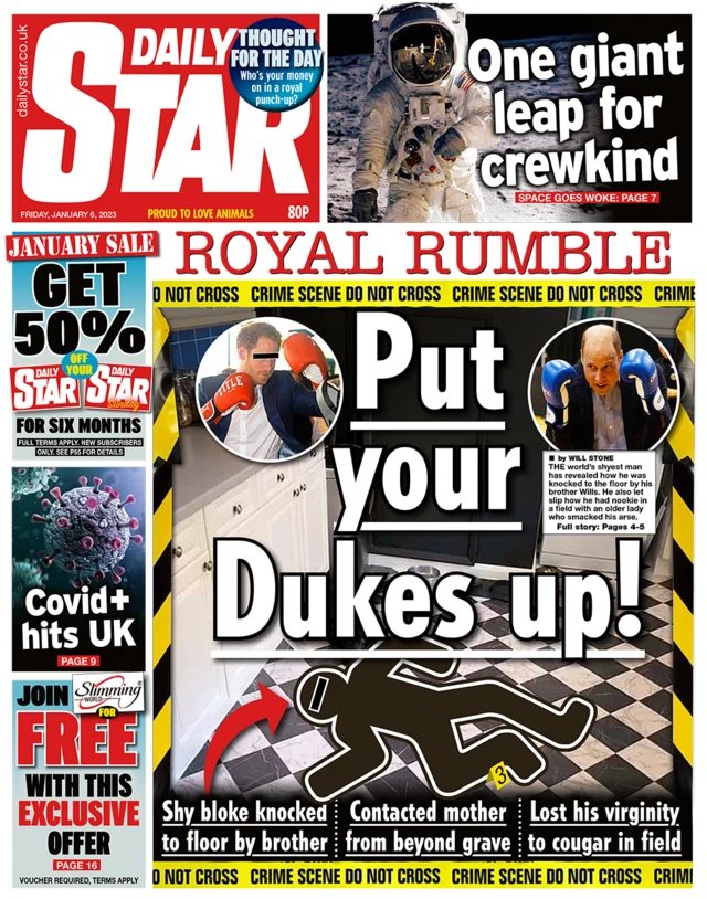 Front page of the Daily Star