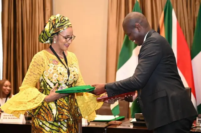 Nigeria Minister of State for Foreign Affairs, Bianca Ojukwu, and South Africa Minister of International Relations and Cooperation for South Africa, Ronald Lamola