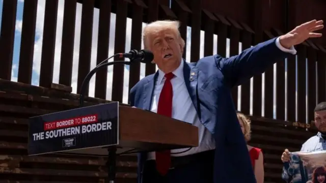 Donald Trump em discurso sobre suas políticas de imigração