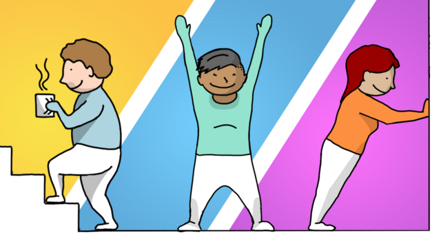 Ilustraçãocomo funciona sportingbet iopessoas se exercitando e alongando