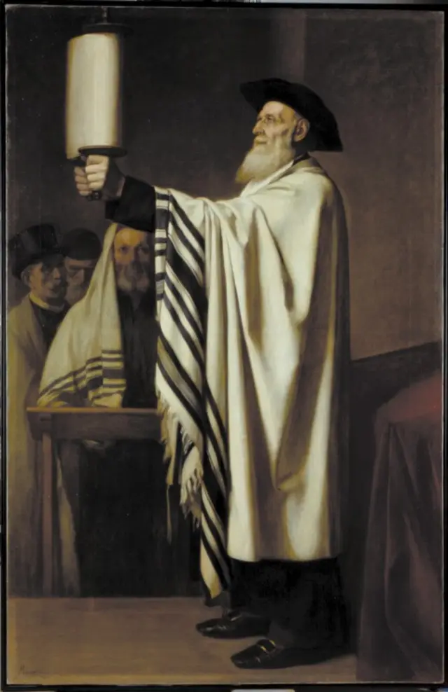 Peinture du 19ème siècle représentant la présentation de la Torah