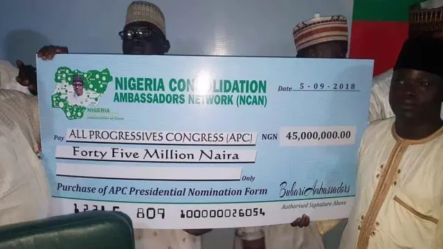 Wata kungiya ta saya wa Shugaban Najeriya Muhammadu Buhari fom din takarar shugaban kasa a zaben 2019 a kan naira miliyan 45.