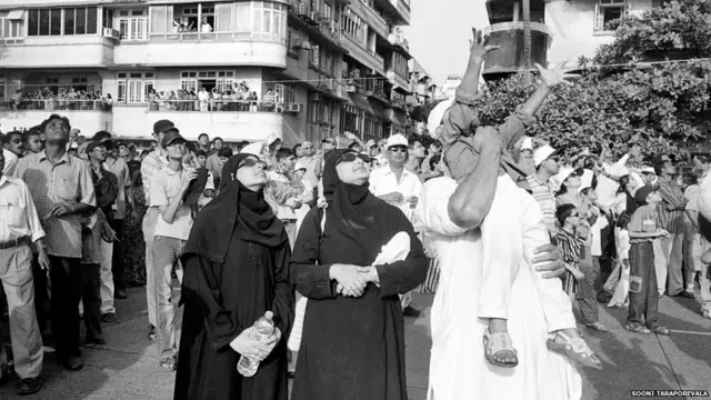 Spectators at an air show on Marine Drive
