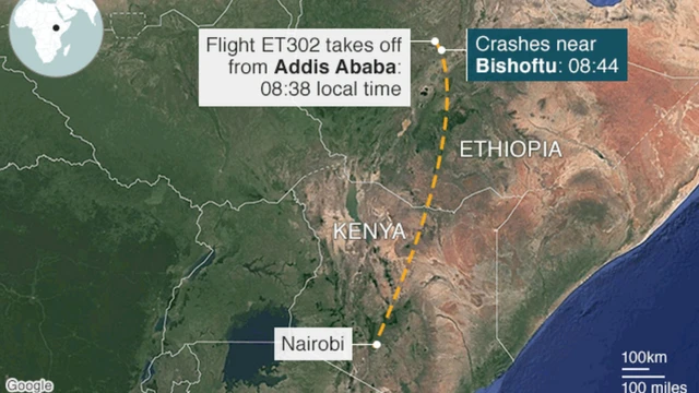 Indege ya Ethiopian Airlines yaguye ahitwa Bishoftu inyuma y'iminota itandatu ihagurutse
