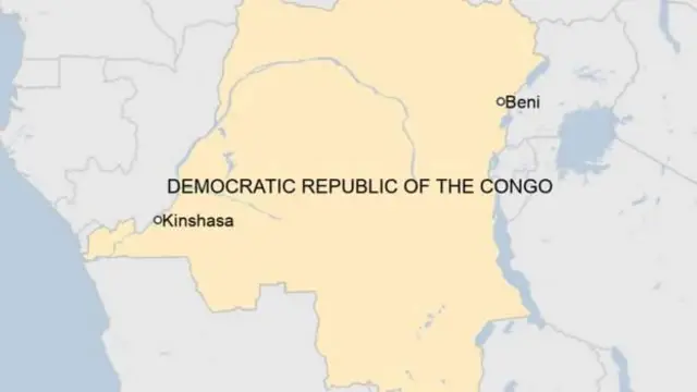 Ikarita ya DR Congo igaragaza Beni na Kinshasa